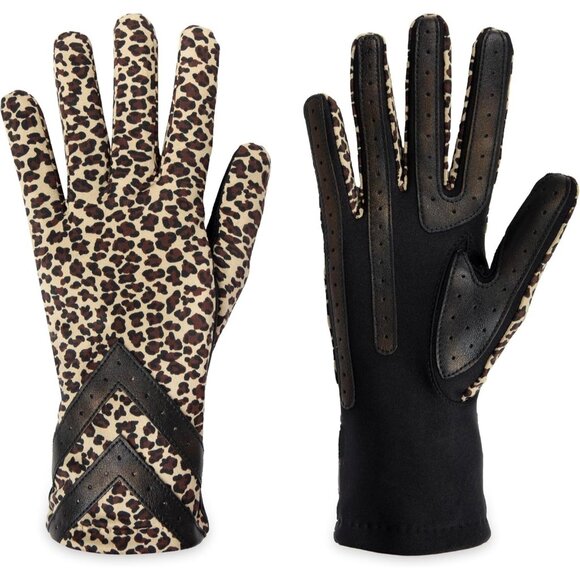 Women's Leopard - Smartdri Spandex Gloves Warm Fleece Lined Chevron Touchscreen - Picture 4 of 6